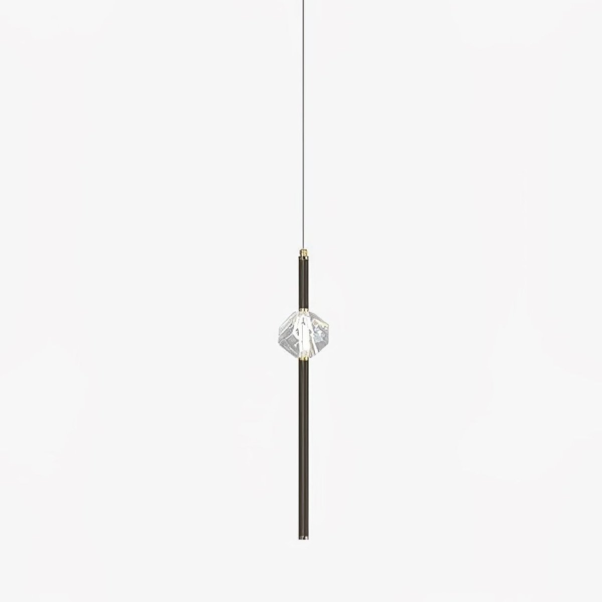 Modern Black Crystal Seeded Glass LED Pendant Light Adjustable Hanging Lamp for Interior Spaces
