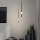 Modern Black Crystal Seeded Glass LED Pendant Light Adjustable Hanging Lamp for Interior Spaces