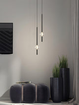 Modern Black Crystal Seeded Glass LED Pendant Light Adjustable Hanging Lamp for Interior Spaces