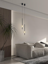 Modern Black Crystal Seeded Glass LED Pendant Light Adjustable Hanging Lamp for Interior Spaces