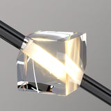 Modern Black Crystal Seeded Glass LED Pendant Light Adjustable Hanging Lamp for Interior Spaces
