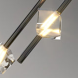 Modern Black Crystal Seeded Glass LED Pendant Light Adjustable Hanging Lamp for Interior Spaces