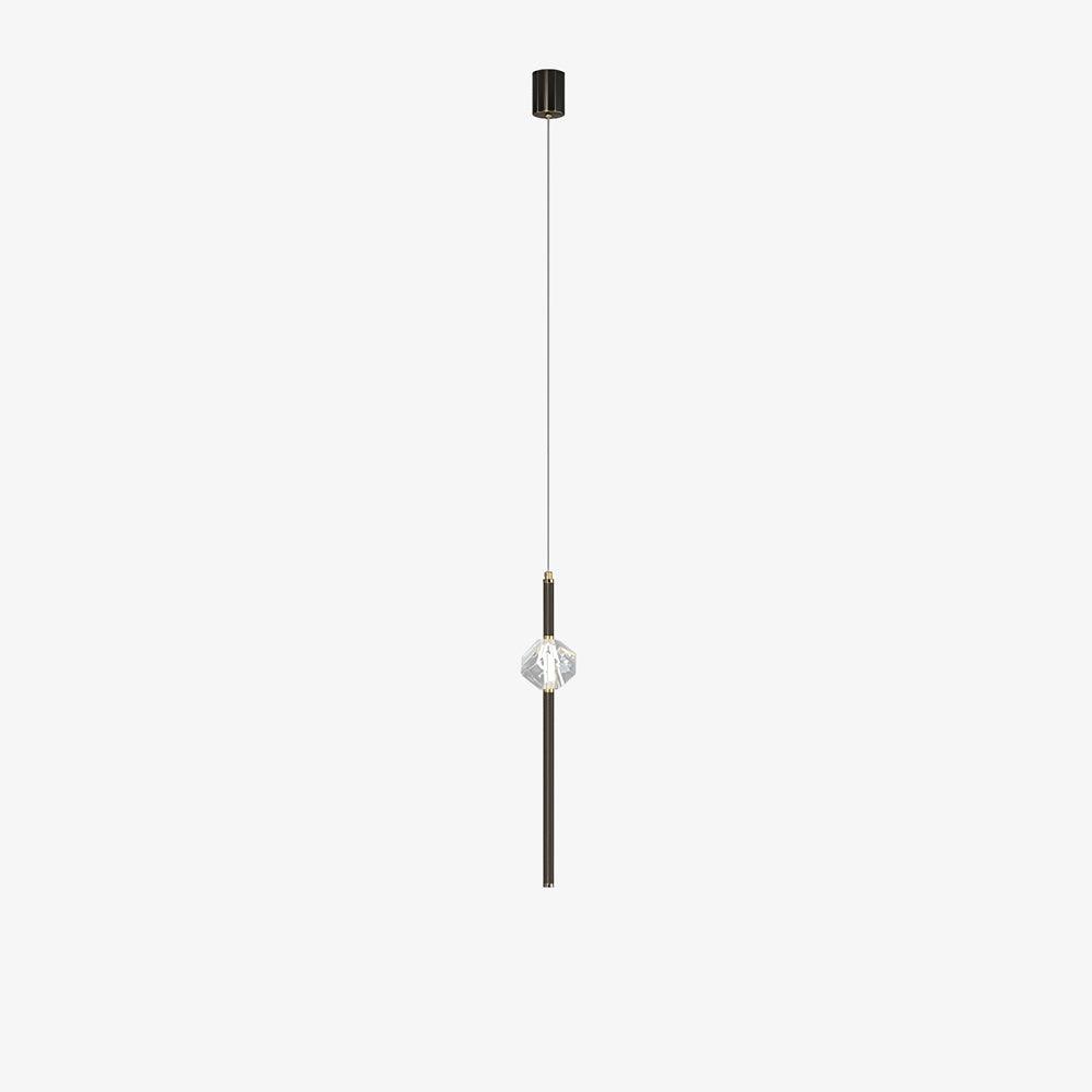 Modern Black Crystal Seeded Glass LED Pendant Light Adjustable Hanging Lamp for Interior Spaces