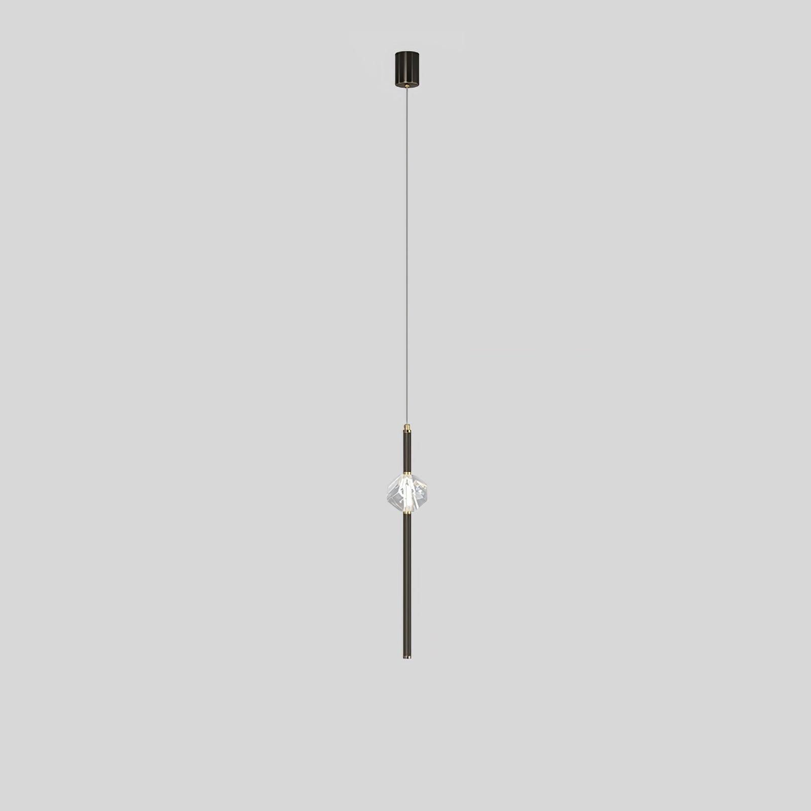 Modern Black Crystal Seeded Glass LED Pendant Light Adjustable Hanging Lamp for Interior Spaces