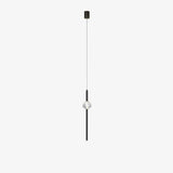 Modern Black Crystal Seeded Glass LED Pendant Light Adjustable Hanging Lamp for Interior Spaces