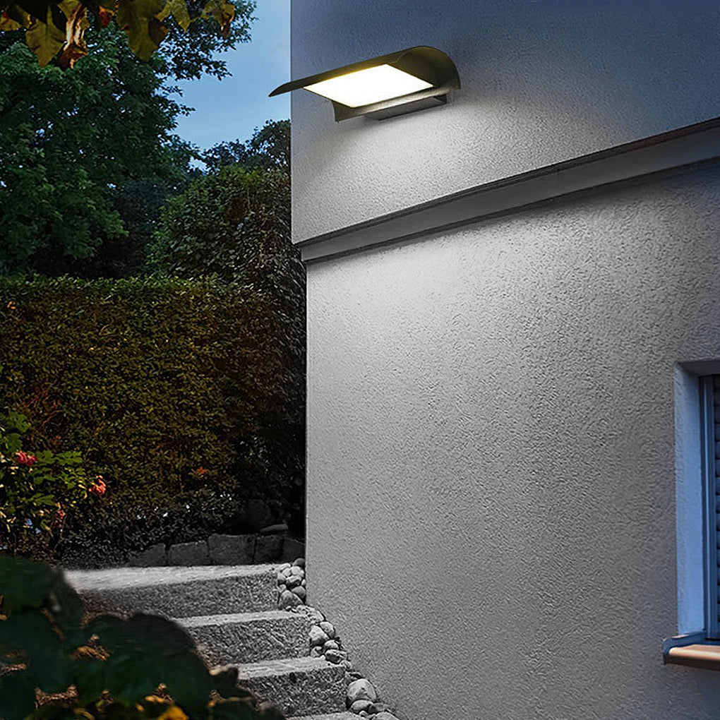 Modern Black Curved Outdoor LED Wall Sconce Waterproof Exterior Porch Light