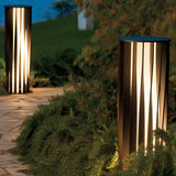 Modern Black Cylindrical Solar LED Pathway Lights IP65 Waterproof Outdoor Garden Landscape Lamp