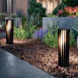 Modern Black Cylindrical Solar LED Pathway Lights IP65 Waterproof Outdoor Garden Landscape Lamp