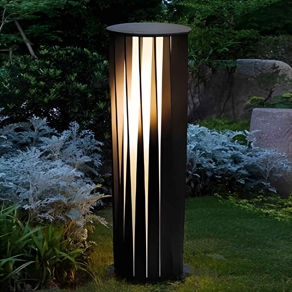 Modern Black Cylindrical Solar LED Pathway Lights IP65 Waterproof Outdoor Garden Landscape Lamp