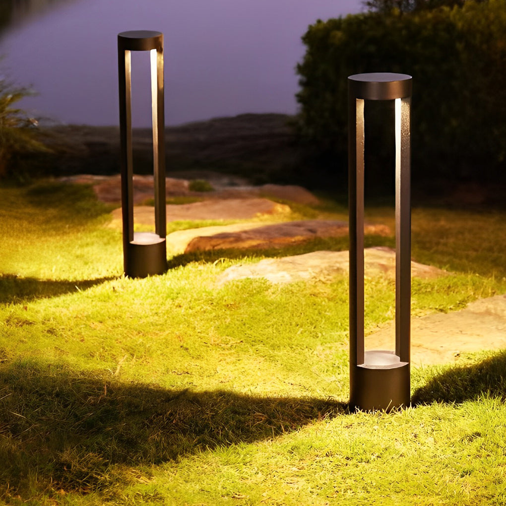 Modern Black Die Cast Aluminum LED Pathway Light Waterproof IP65 Round Outdoor Garden Bollard
