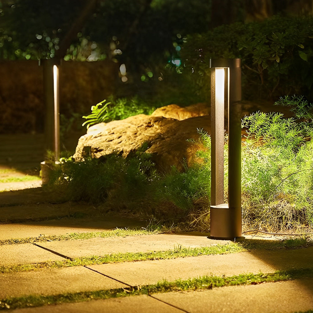 Modern Black Die Cast Aluminum LED Pathway Light Waterproof IP65 Round Outdoor Garden Bollard