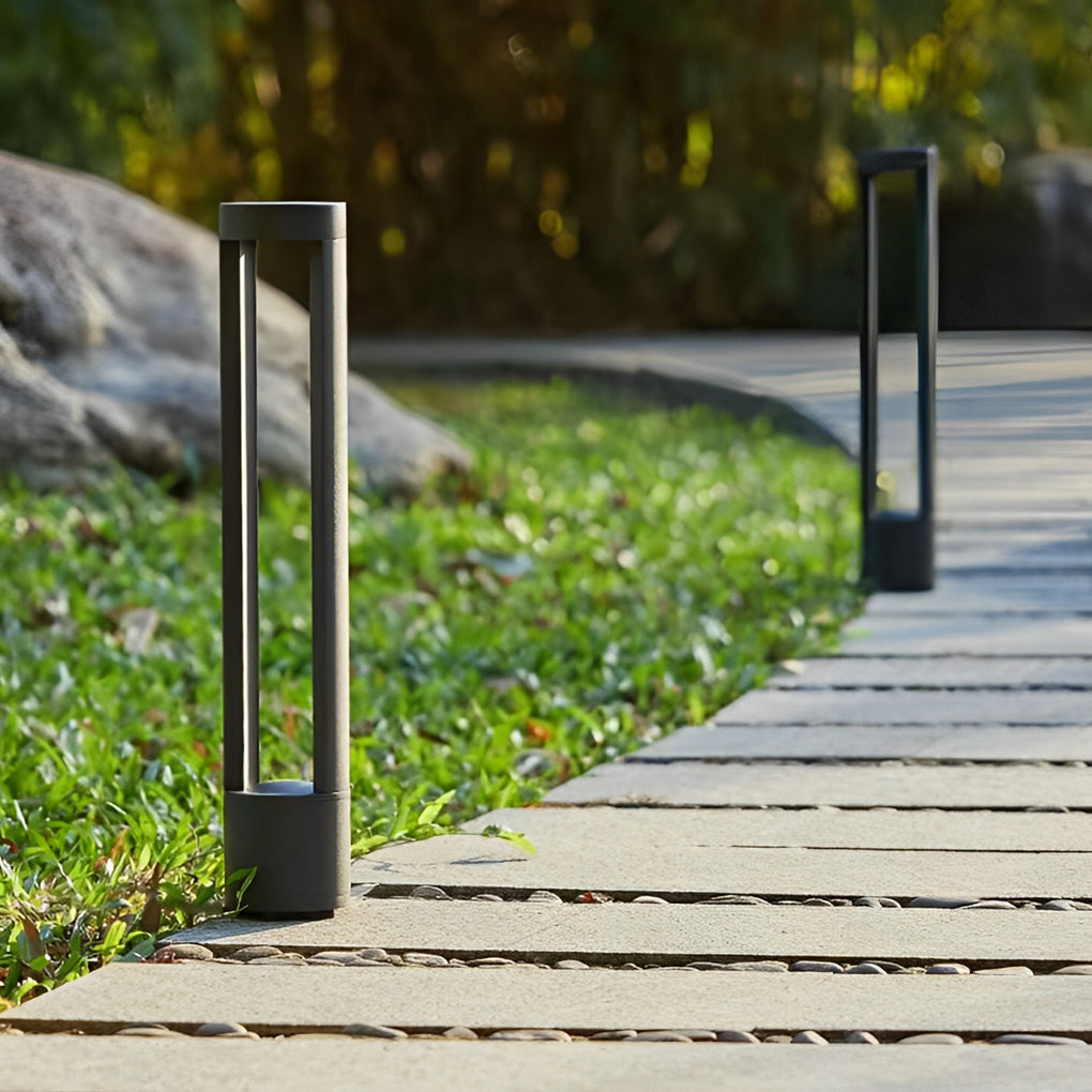 Modern Black Die Cast Aluminum LED Pathway Light Waterproof IP65 Round Outdoor Garden Bollard