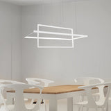 Modern Black Double Rectangle LED Pendant Light Hanging Ceiling Fixture for Dining Room