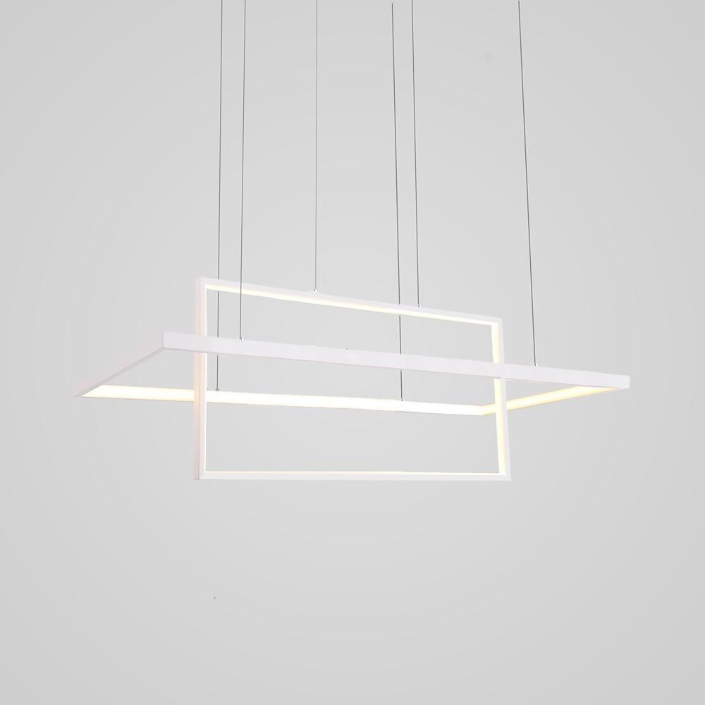 Modern Black Double Rectangle LED Pendant Light Hanging Ceiling Fixture for Dining Room