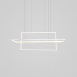 Modern Black Double Rectangle LED Pendant Light Hanging Ceiling Fixture for Dining Room