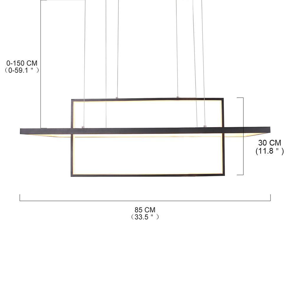 Modern Black Double Rectangle LED Pendant Light Hanging Ceiling Fixture for Dining Room