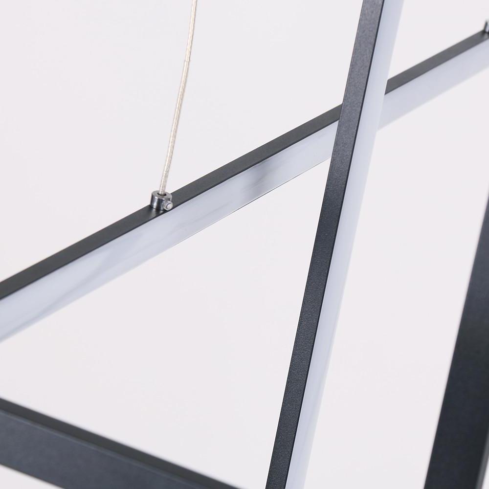 Modern Black Double Rectangle LED Pendant Light Hanging Ceiling Fixture for Dining Room