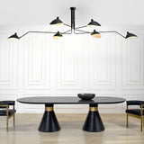 Modern Black Duckbill Shade Chandelier with Adjustable Swing Long Light Arms