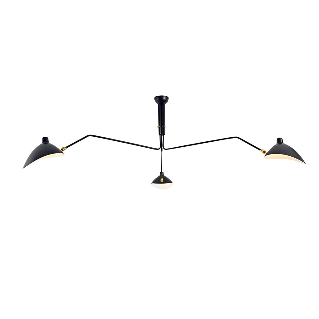 Modern Black Duckbill Shade Chandelier with Adjustable Swing Long Light Arms