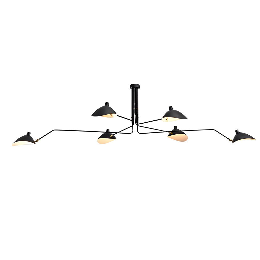 Modern Black Duckbill Shade Chandelier with Adjustable Swing Long Light Arms