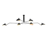 Modern Black Duckbill Shade Chandelier with Adjustable Swing Long Light Arms