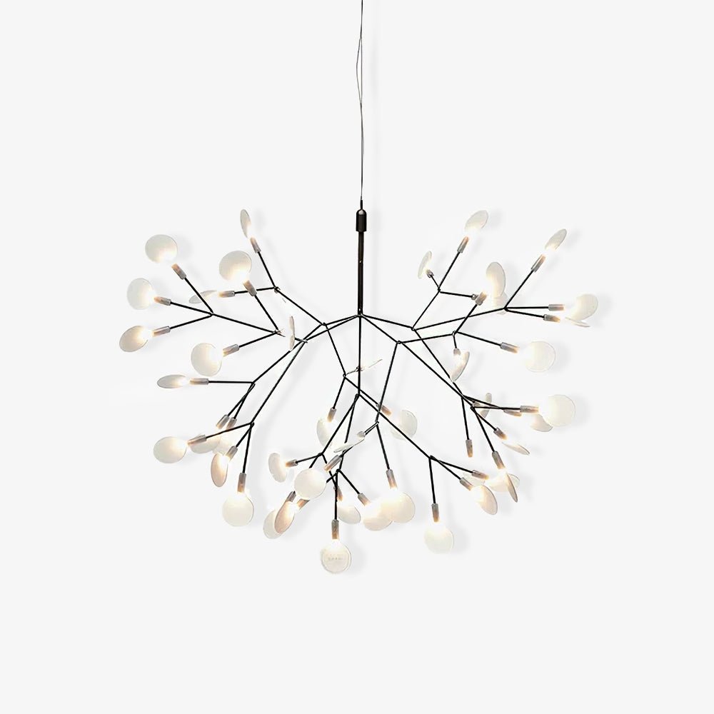 Modern Black Firefly LED Branch Chandelier Botanical Floral Ceiling Light Fixture
