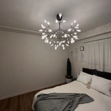 Modern Black Firefly LED Branch Chandelier Botanical Floral Ceiling Light Fixture