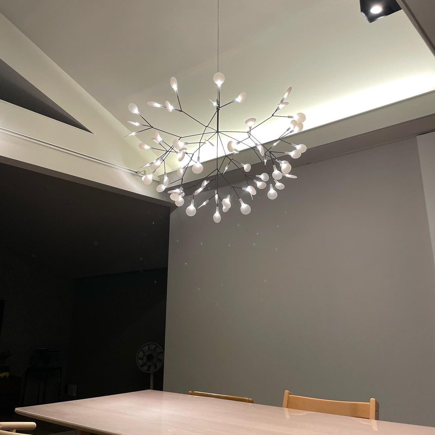 Modern Black Firefly LED Branch Chandelier Botanical Floral Ceiling Light Fixture