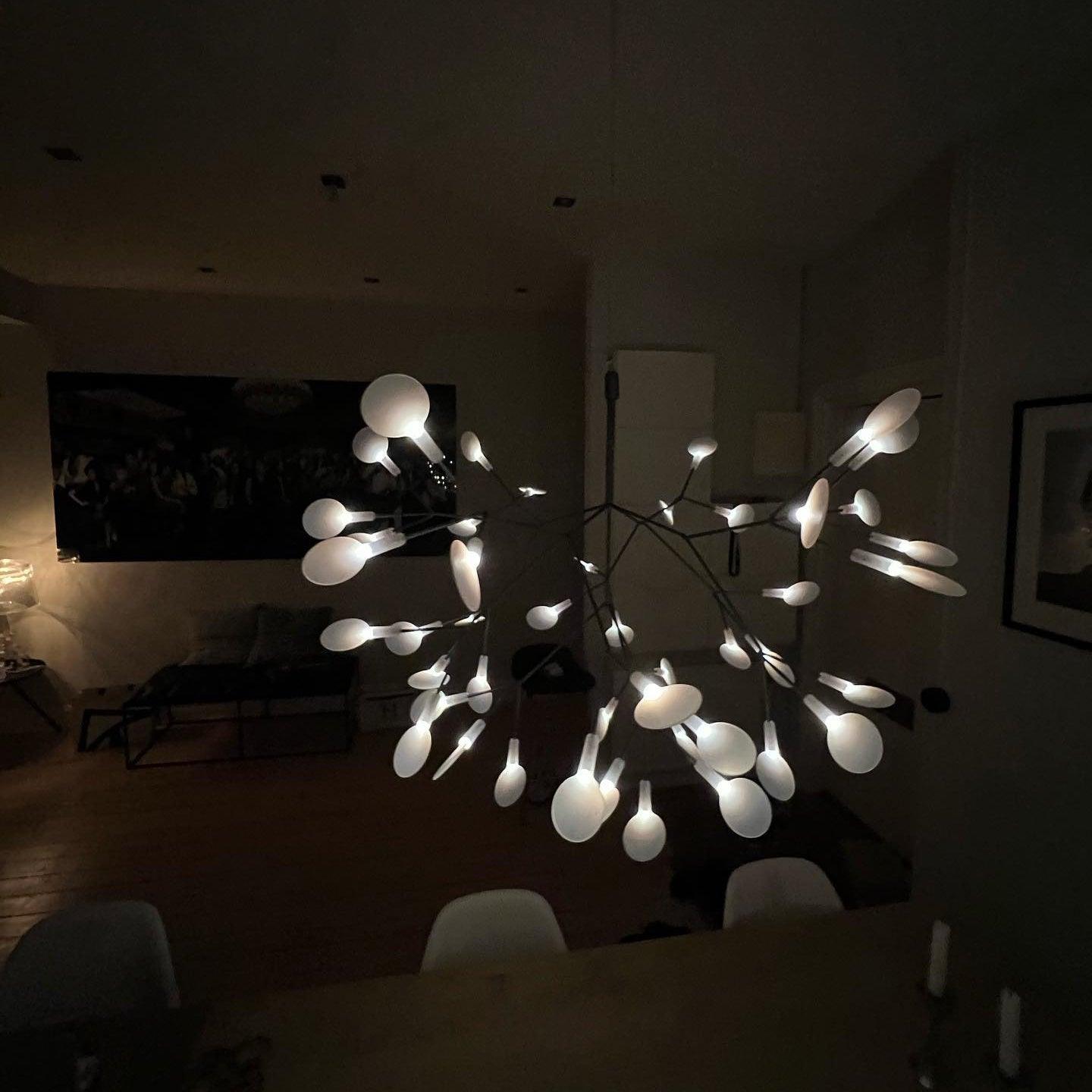Modern Black Firefly LED Branch Chandelier Botanical Floral Ceiling Light Fixture