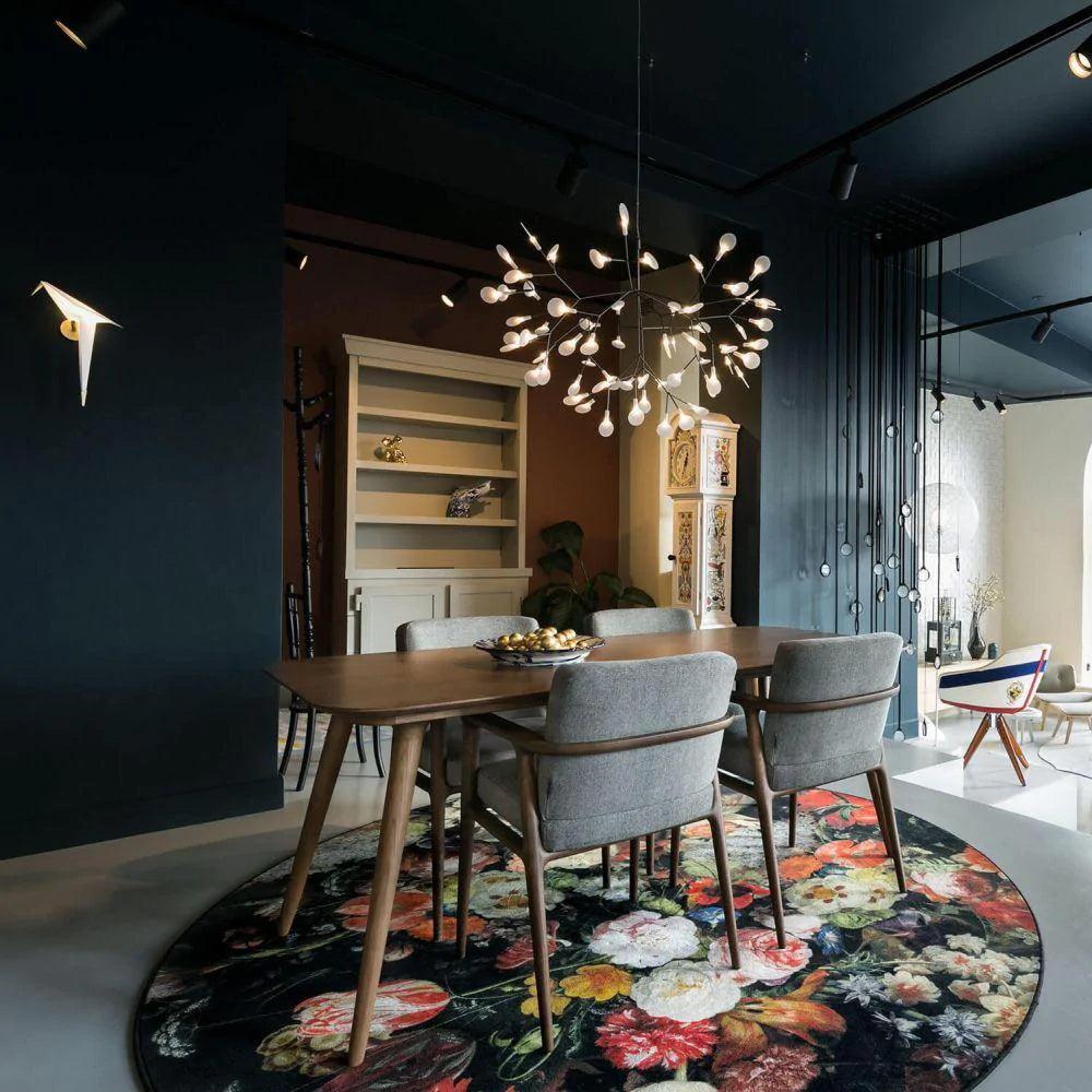 Modern Black Firefly LED Branch Chandelier Botanical Floral Ceiling Light Fixture