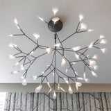 Modern Black Firefly LED Branch Chandelier Botanical Floral Ceiling Light Fixture