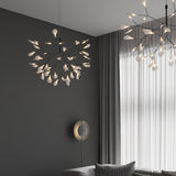 Modern Black Firefly LED Branch Chandelier Botanical Floral Ceiling Light Fixture