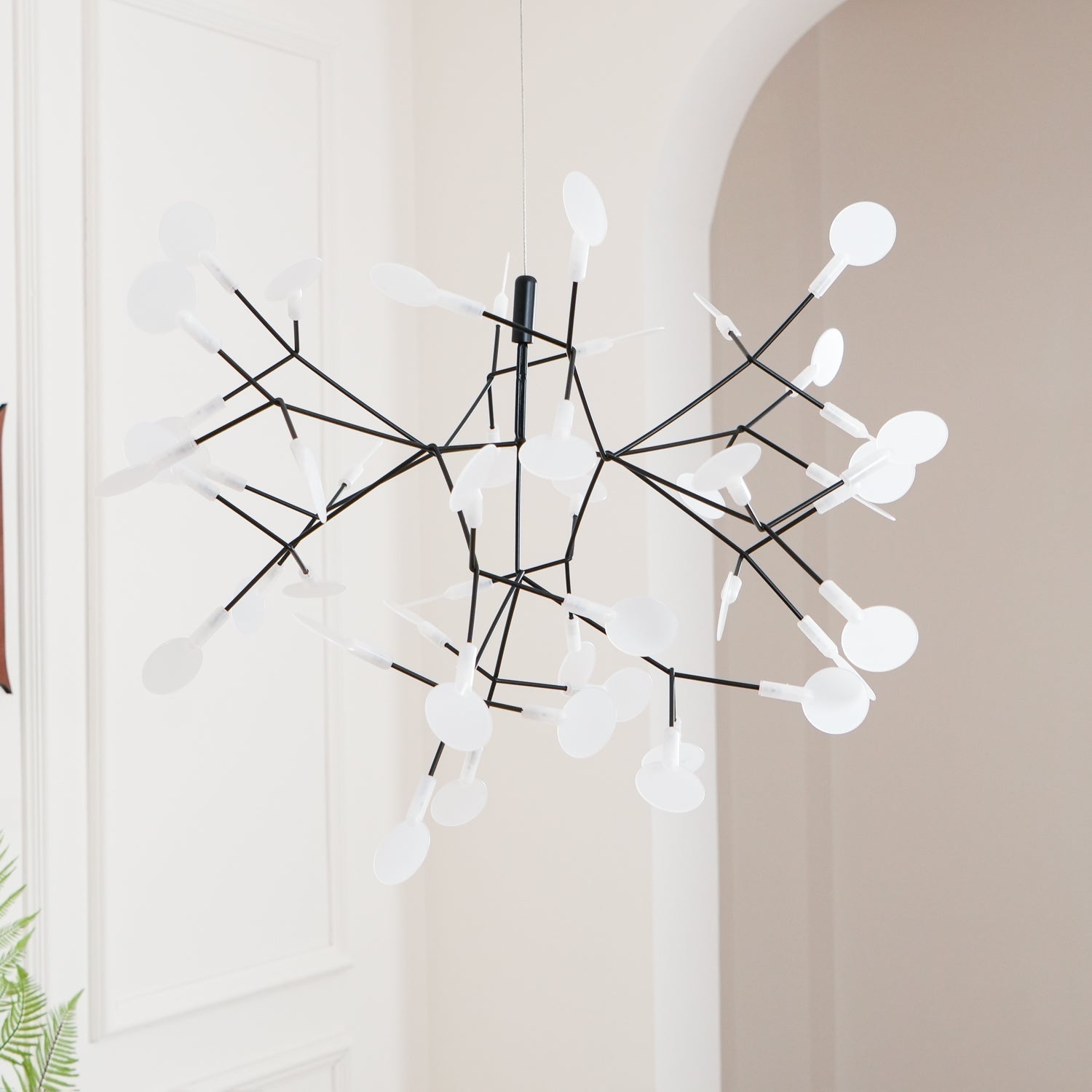Modern Black Firefly LED Branch Chandelier Botanical Floral Ceiling Light Fixture