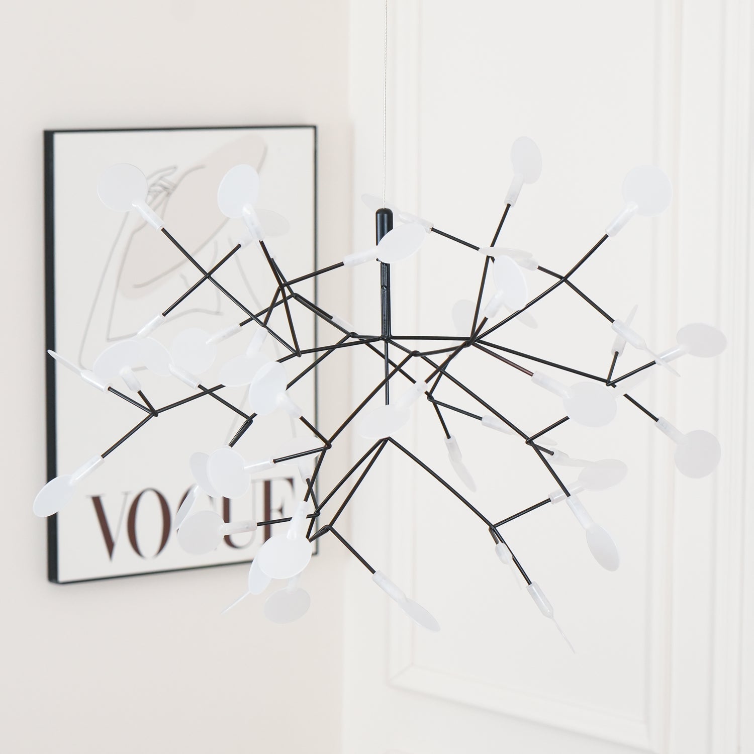Modern Black Firefly LED Branch Chandelier Botanical Floral Ceiling Light Fixture