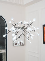 Modern Black Firefly LED Branch Chandelier Botanical Floral Ceiling Light Fixture