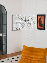 Modern Black Firefly LED Branch Chandelier Botanical Floral Ceiling Light Fixture