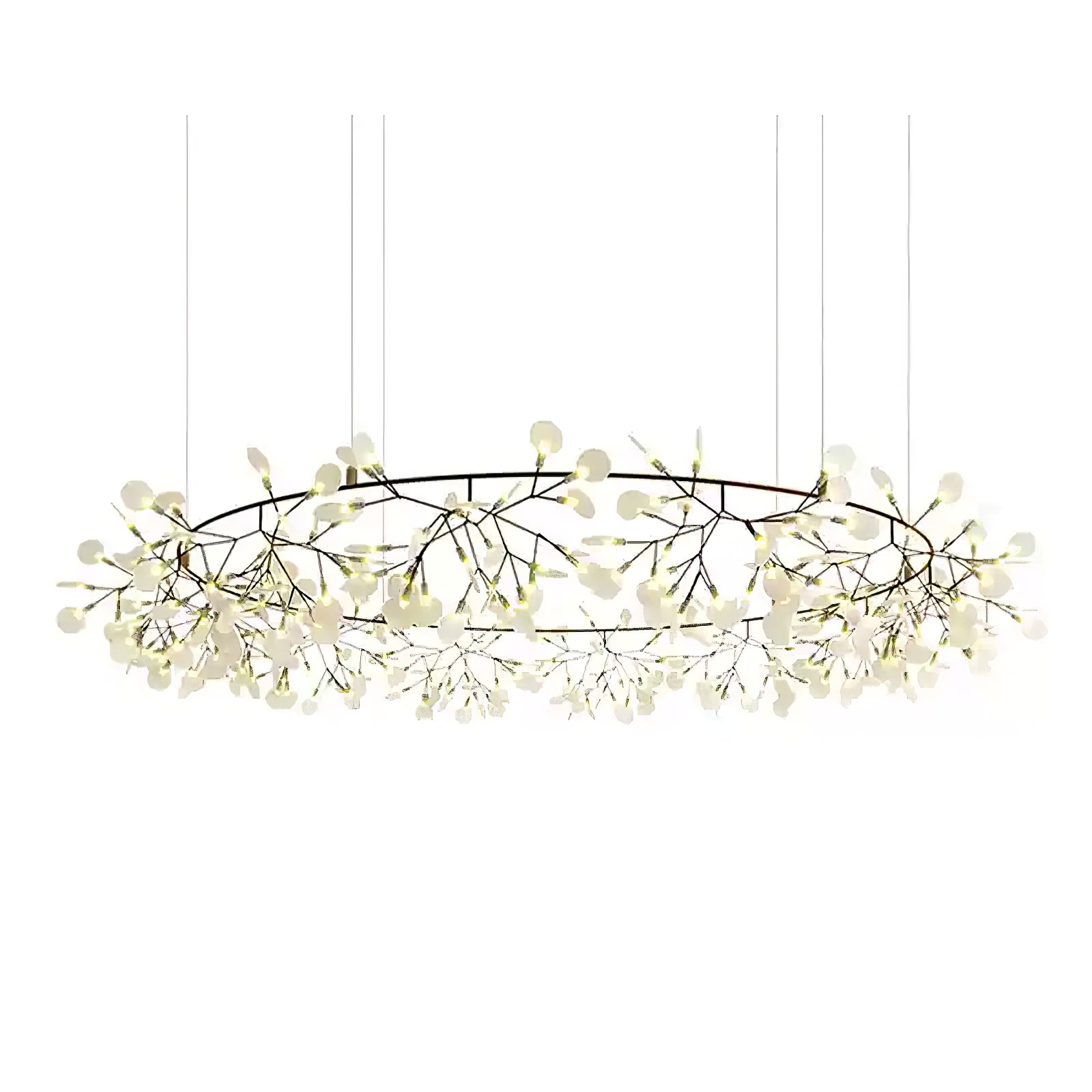 Modern Black Firefly LED Branch Chandelier Botanical Floral Ceiling Light Fixture