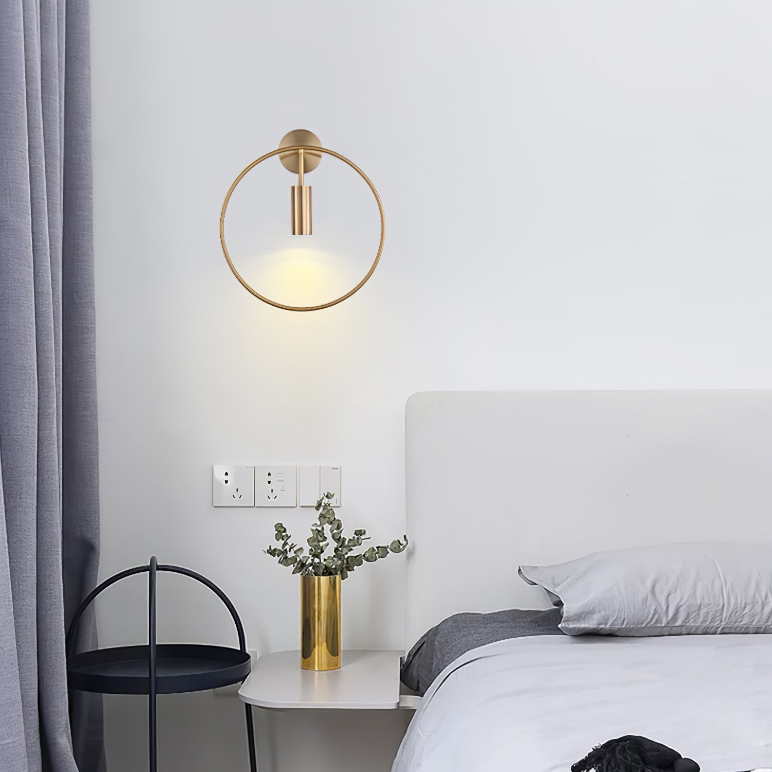 Modern Black Geometric Adjustable Wall Sconce for Bedside and Reading Nooks