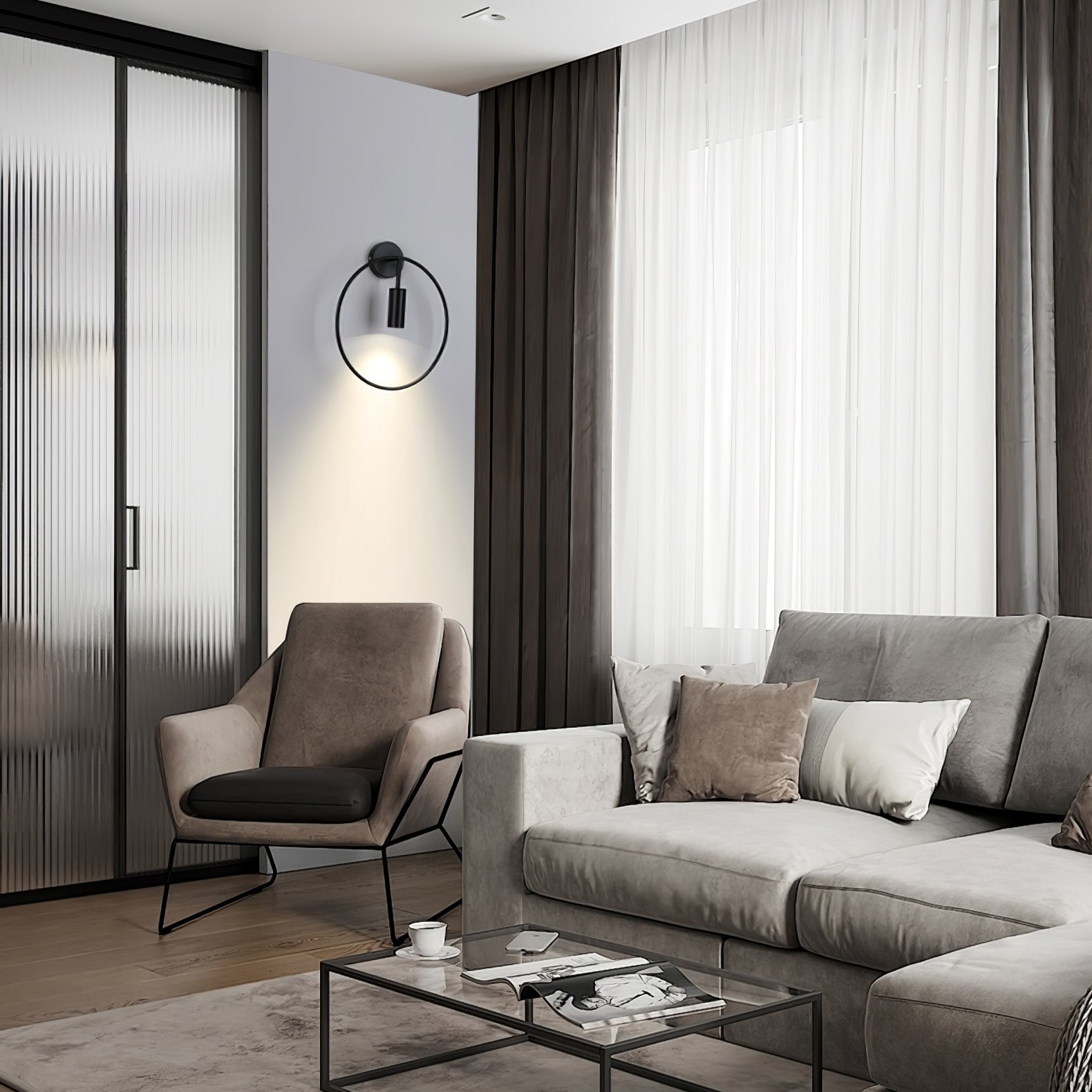 Modern Black Geometric Adjustable Wall Sconce for Bedside and Reading Nooks