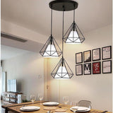 Modern Black Geometric Island Chandelier 3 Light Lantern Pendant Fixture for Kitchen Dining Room