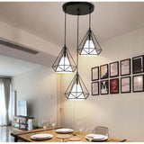 Modern Black Geometric Island Chandelier 3 Light Lantern Pendant Fixture for Kitchen Dining Room