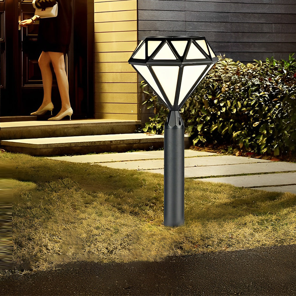 Modern Black Geometric LED Garden Pathway Light Waterproof Outdoor Aluminum Bollard Lamp