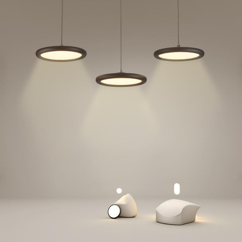 Modern Black Geometric LED Pendant Light 3 Piece Set for Dining Room and Kitchen Island