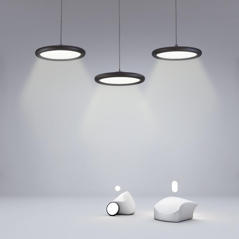 Modern Black Geometric LED Pendant Light 3 Piece Set for Dining Room and Kitchen Island