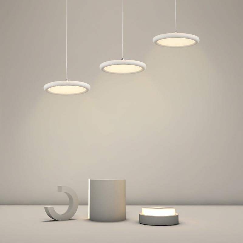 Modern Black Geometric LED Pendant Light 3 Piece Set for Dining Room and Kitchen Island