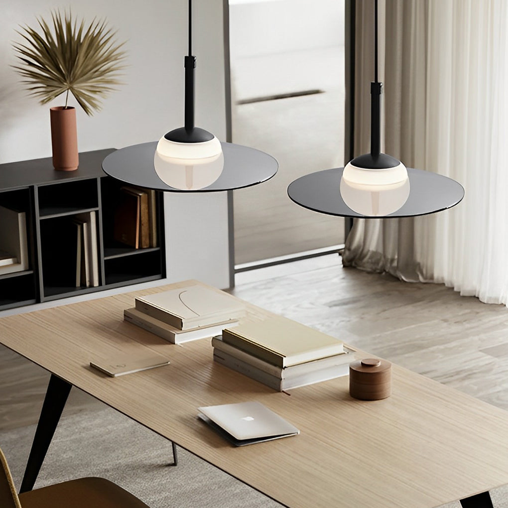 Modern Black Glass UFO LED Pendant Light Nordic Minimalist Chandelier for Kitchen Island