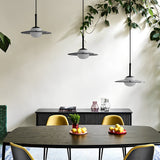 Modern Black Glass UFO LED Pendant Light Nordic Minimalist Chandelier for Kitchen Island
