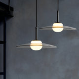 Modern Black Glass UFO LED Pendant Light Nordic Minimalist Chandelier for Kitchen Island