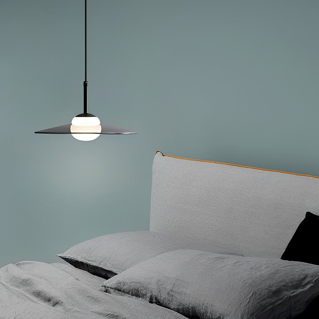 Modern Black Glass UFO LED Pendant Light Nordic Minimalist Chandelier for Kitchen Island
