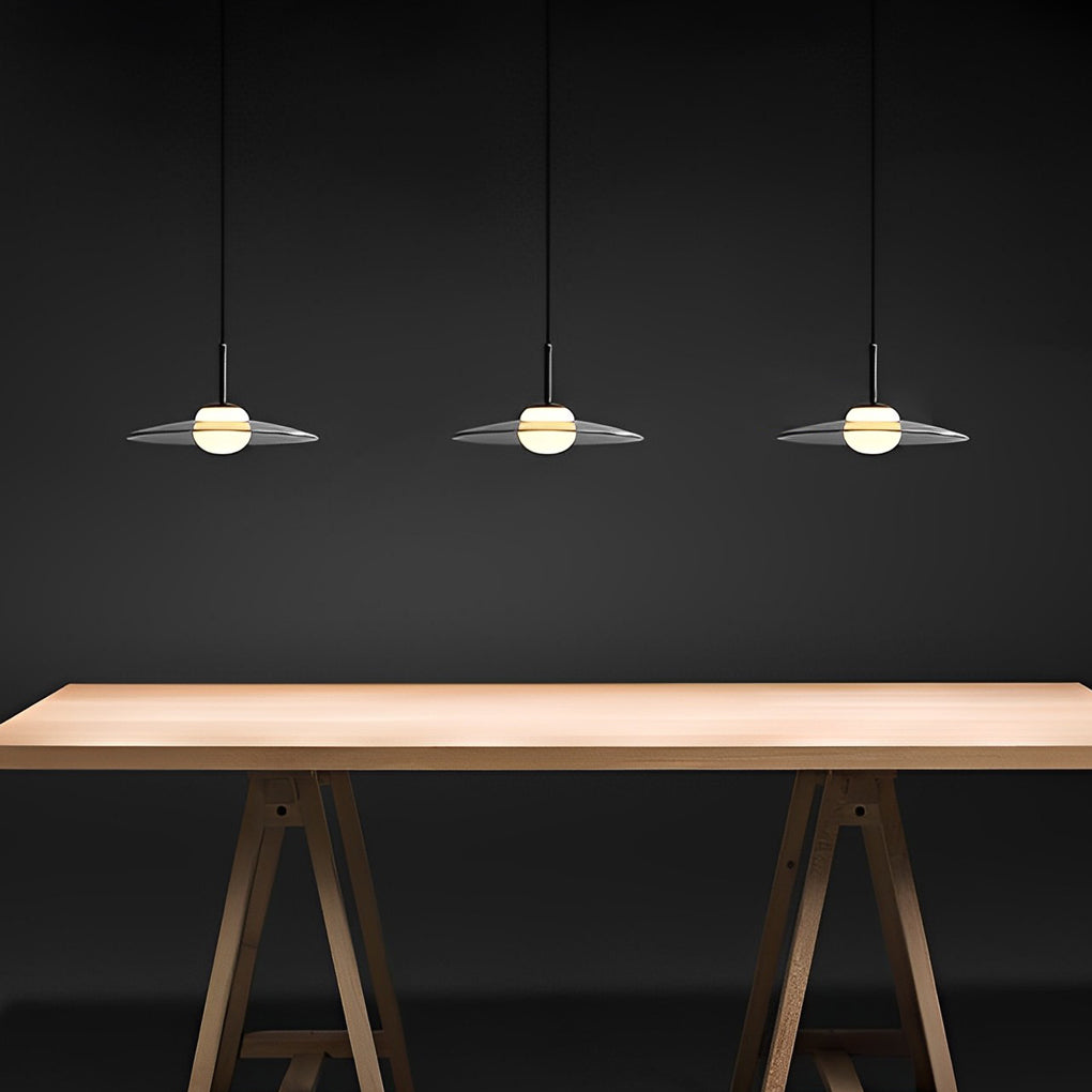 Modern Black Glass UFO LED Pendant Light Nordic Minimalist Chandelier for Kitchen Island
